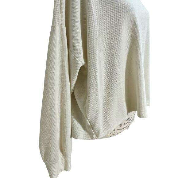 Victoria's Secret Cream Waffle Knit Henley Cozy Long Sleeve Size Large - Picture 3 of 11
